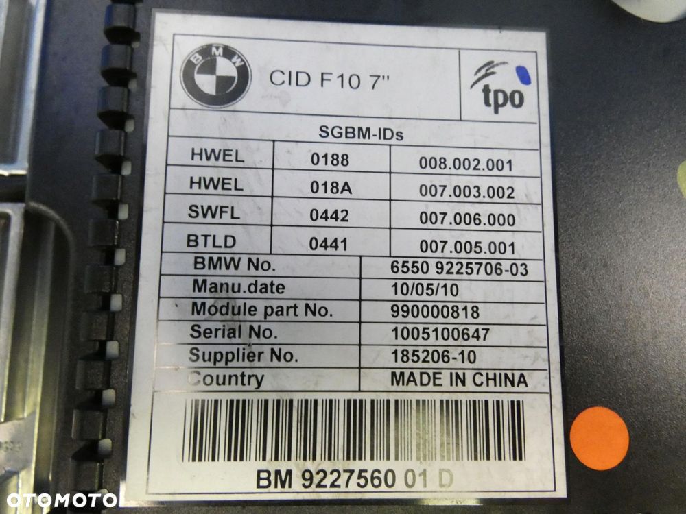 BMW 5 F10 F11 MONITOR WYŚWIETLACZ RADIA NAWIGACJI - 3
