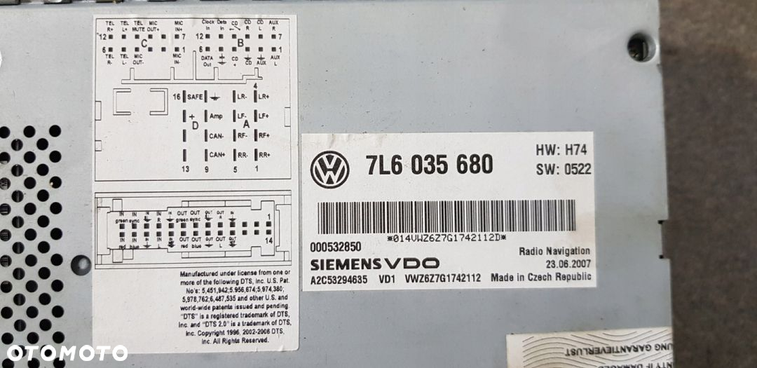 VW Touareg Radio Nawigacja 7L6035680 - 5