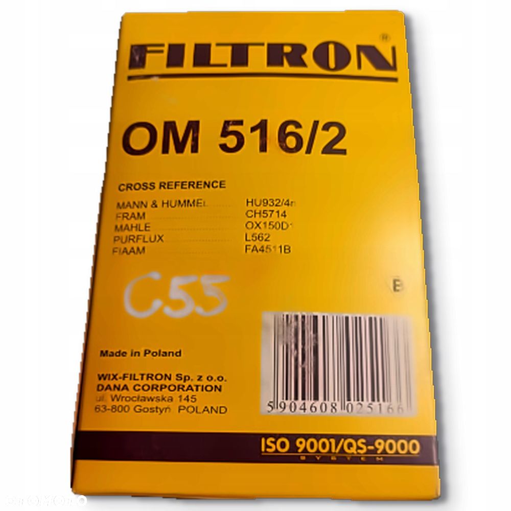 FILTR OLEJU Filtron OM 516/2 OM516/2 Mercedes LK/LN2 MK NG T2/LN1 Unimog - 7