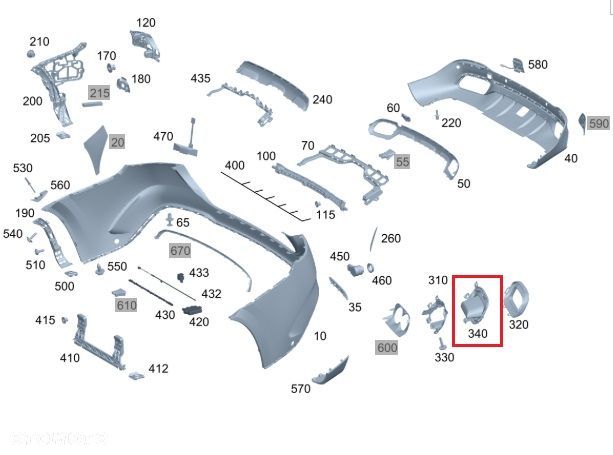 MERCEDES GLE Zaslepka wydechu prawa ORYGINAL - 2