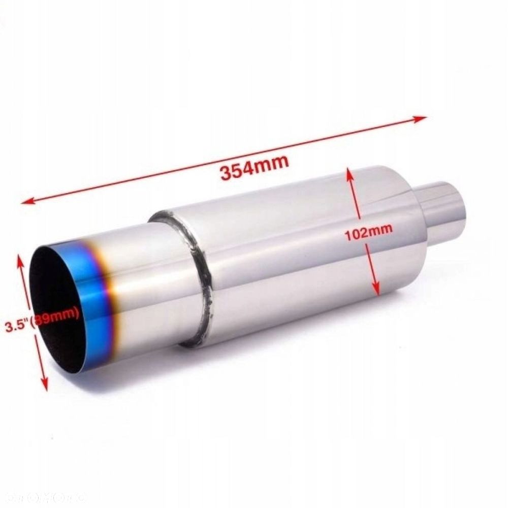 Tłumik Końcowy PRZELOTOWY wejście 70mm Końcówka 89mm JDM nierdzewka - 5