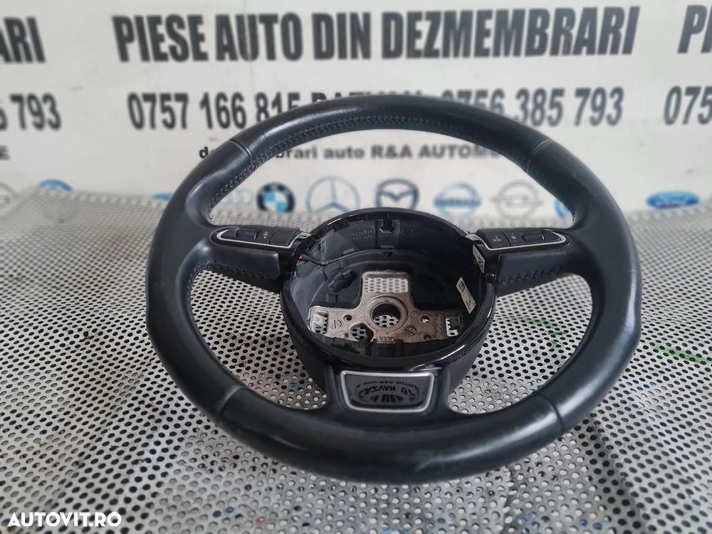 Volan Din Piele Cu Comenzi Airbag Rotund Audi A4 B8 Q3 Q5 A5 2.0 Tdi Euro 5 Cod Motor CJC Cutie Aut - 6