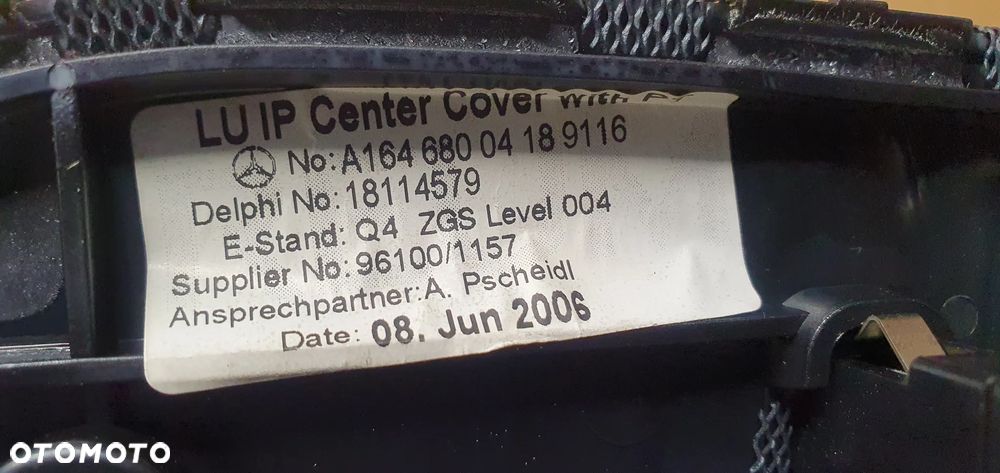 Osłona kratka maskownica głośnik deski konsoli Mercedes ML W164 A1646800418 A1698201802 - 7