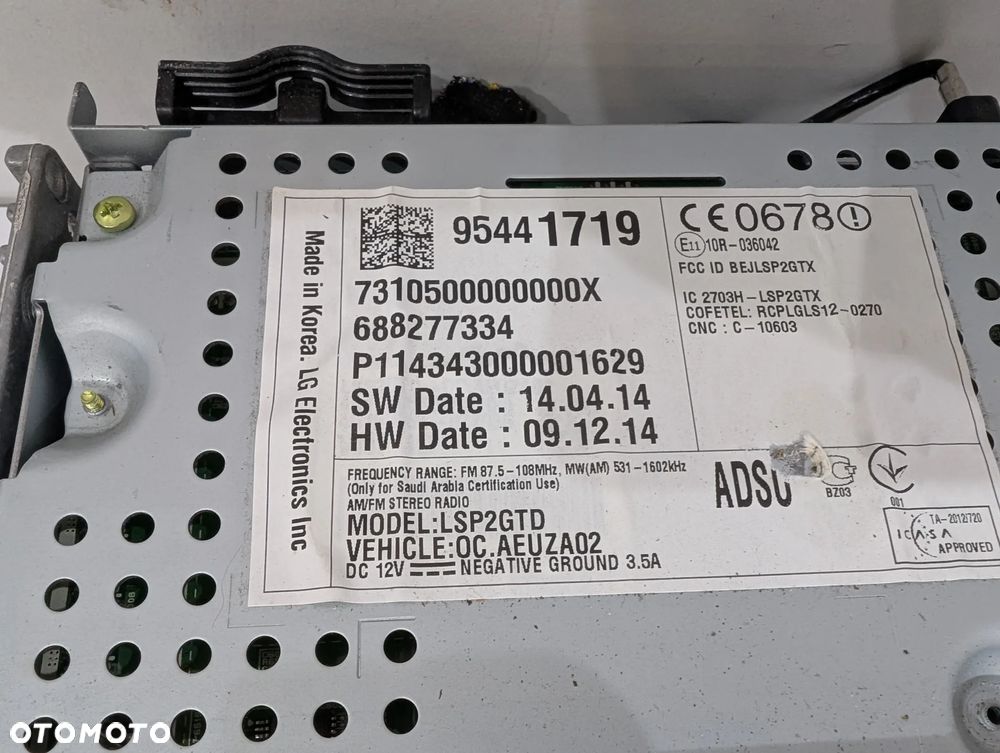 OPEL CORSA E RADIO NAWIGACJA WYŚWIETLACZ 95441719 - 6