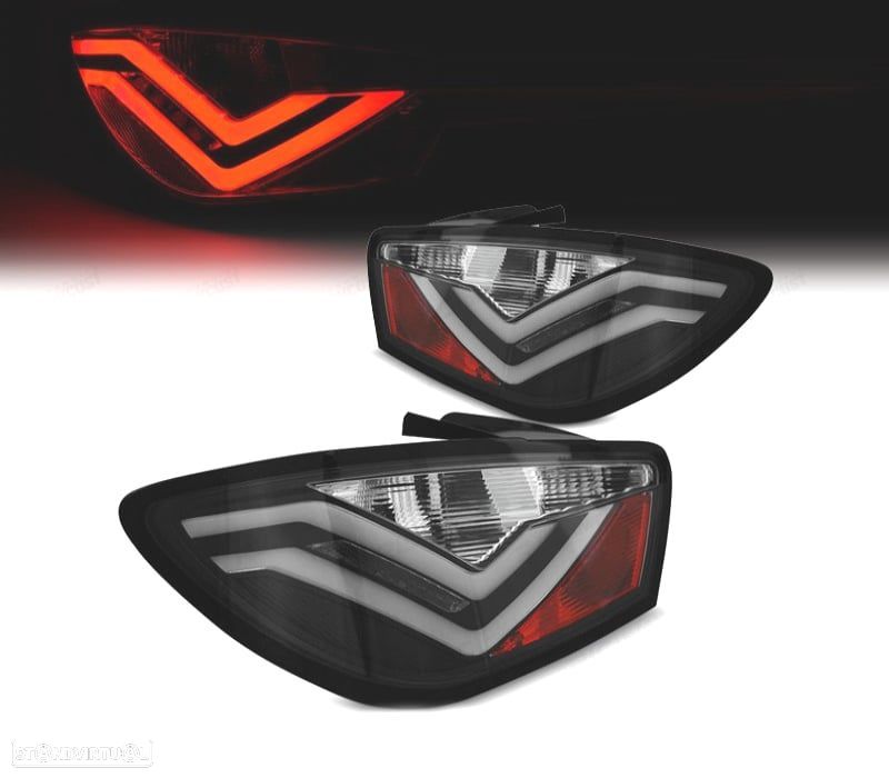 FAROLINS TRASEIROS SEAT IBIZA 08-12 LIGHT BAR FUNDO PRETO 3 PORTAS - 1