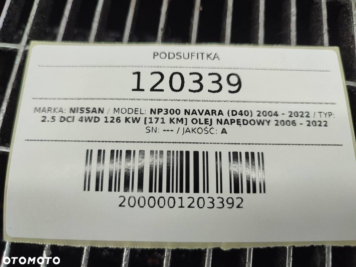 PODSUFITKA DACH JASNY NISSAN NAVARA III D40 - 10