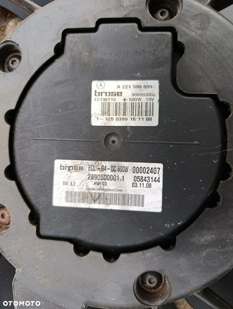 W221 wentylator chłodnicy moduł 3,5 V6 benzyna 272KM ML W164 R klasa W251 S klasa Mercedes A 006 151 05 01, 0 001 108 40 - 4