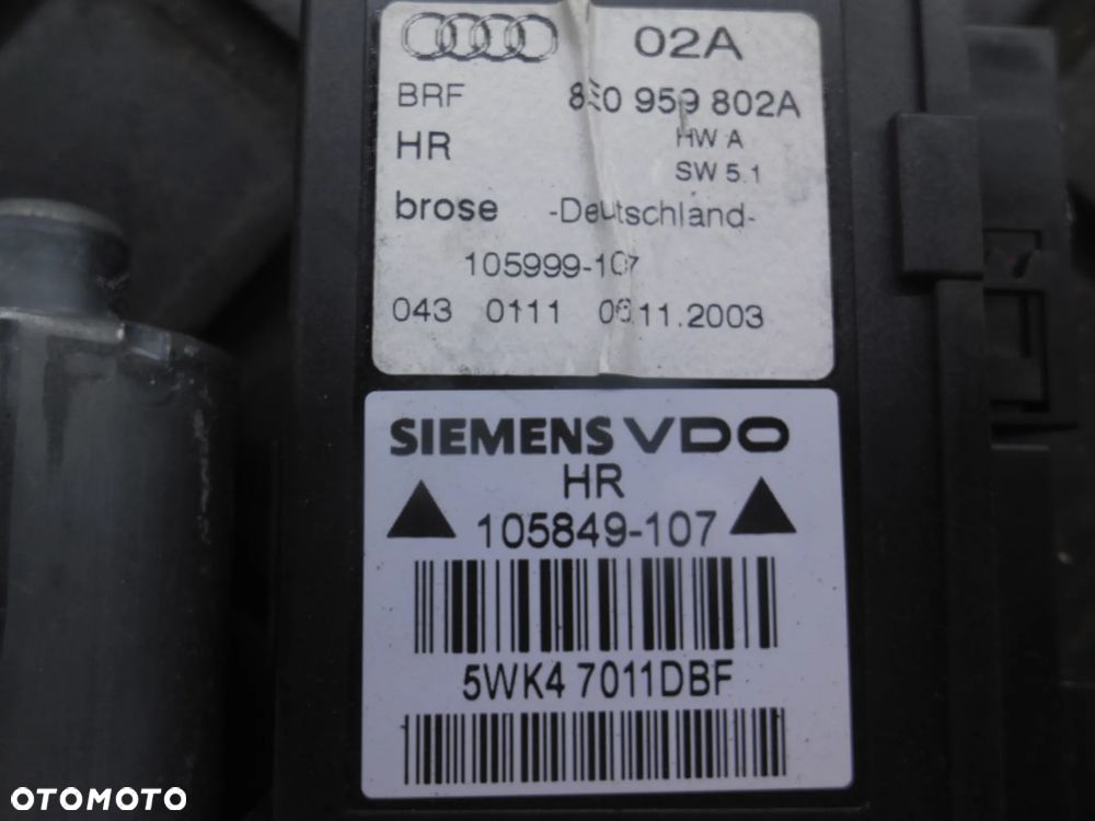 AUDI A4 B6 SILNICZEK PODNOŚNIK SZYBY PRAWY TYŁ 8E0959802A POSIADAM 2 SZT - 6