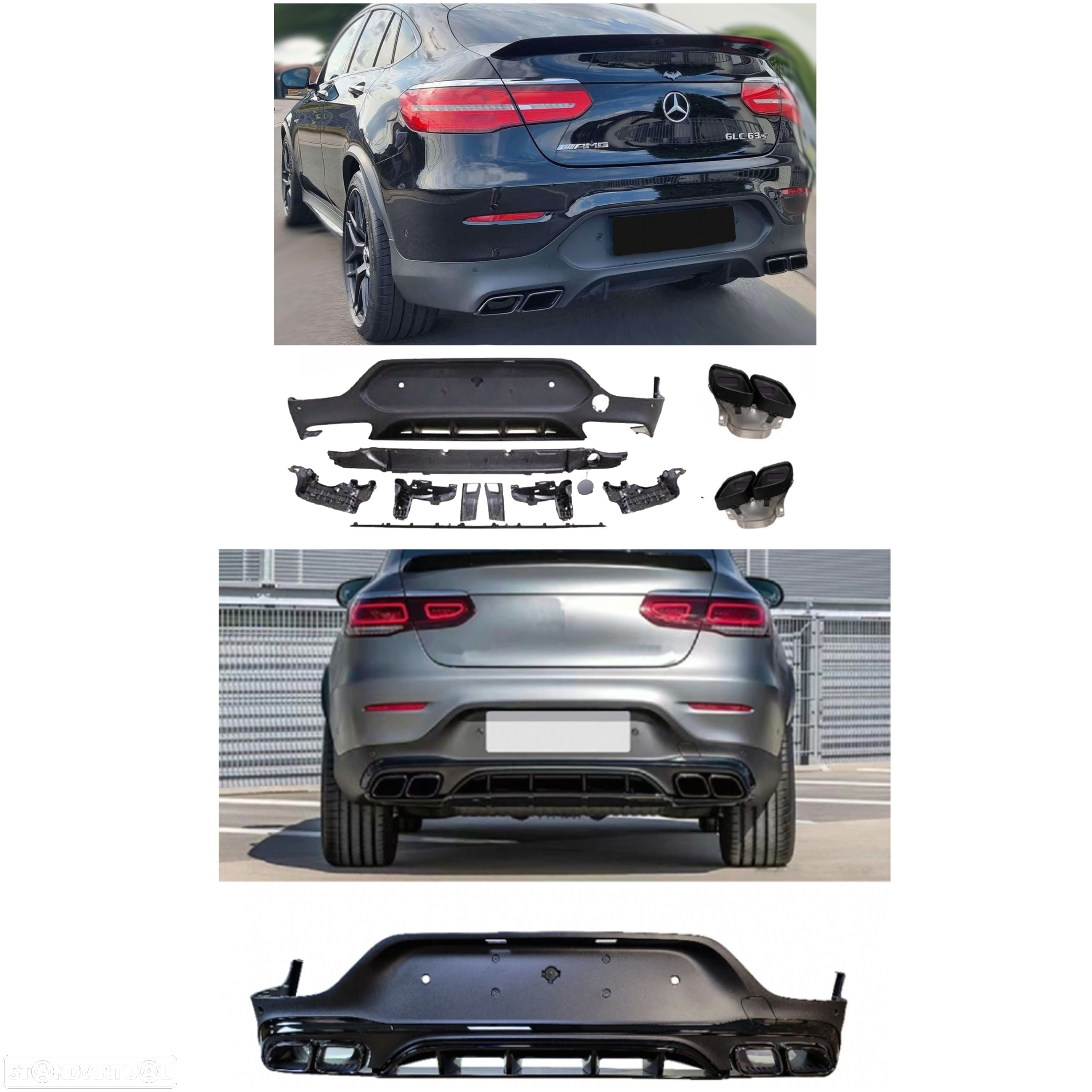 Difusor Traseiro Mercedes GLC Coupê (C253) Look 63 AMG (Ponteiras Pretas) - 1