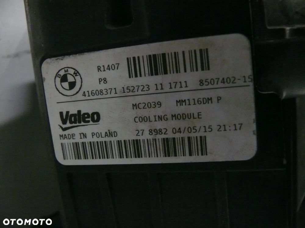 KOMPLET CHŁODNIC WENTYLATOR BMW F20 F21 F30 F31 3gt F33 F34 F36 2.0D N20 - 4