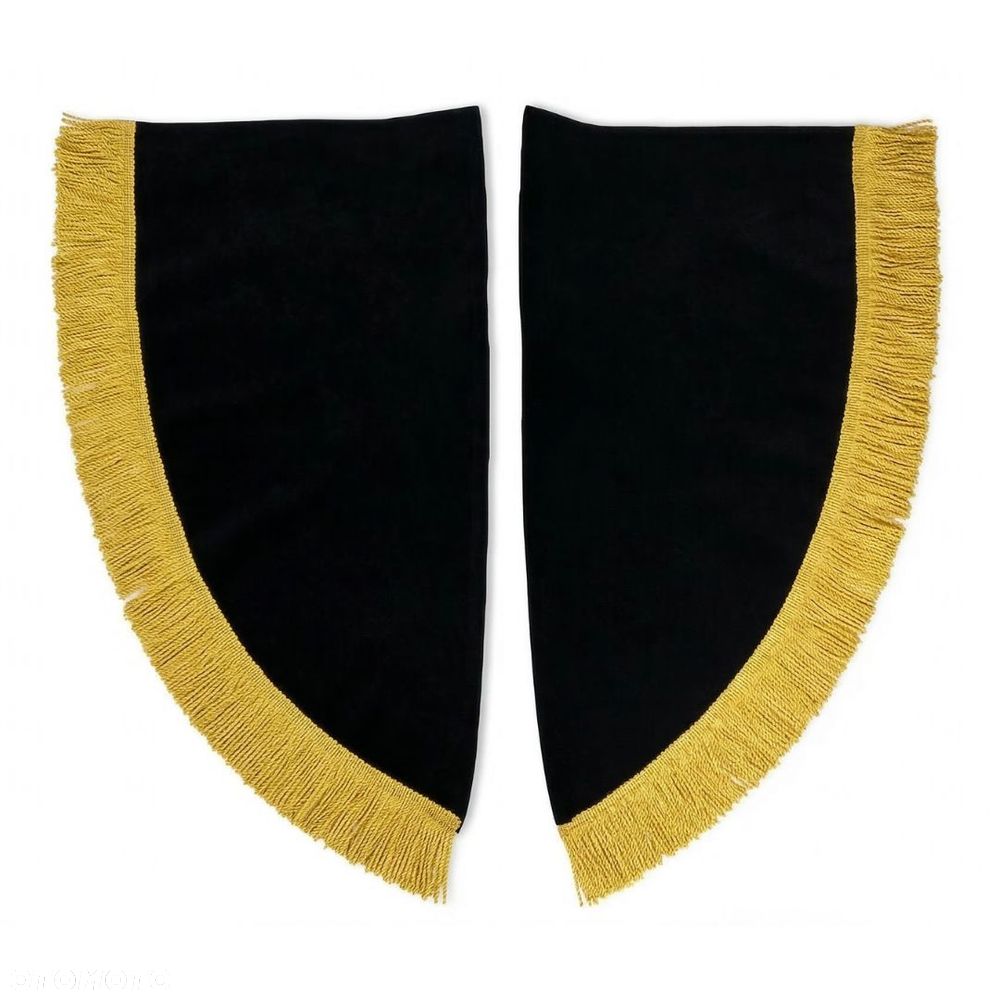 ZASŁONY BOCZNE SKOSY TIR BUS - materiał: WELUR-Czarny + Frędzle Żółte - 1