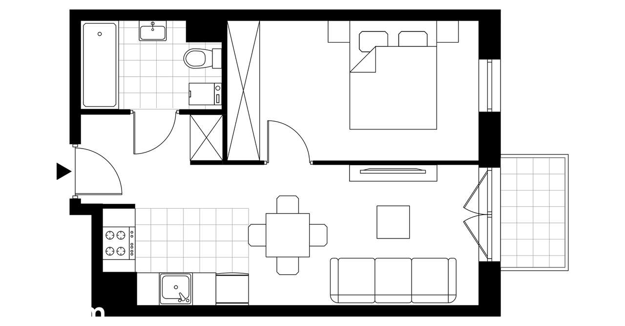 2-pokojowe mieszkanie 35m2 + balkon Bezpośrednio - Pełny obrazek: 3/7
