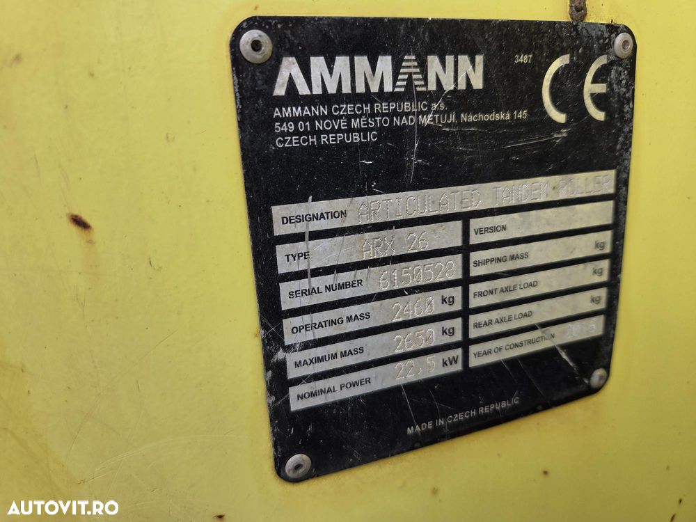 Ammann ARX26, 435h, latime tambur 1,2m, masa operationala 2,5tone, sistem stropire, motor Yanmar 30CP, lungime 2,3m, latime 1,25m, STARE FOARTE BUNA-PROMOTIE 19.900 EUR+Tva - 14