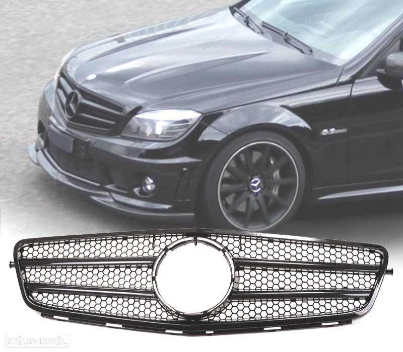 GRELHA FRONTAL MERCEDES W204 07-11 LOOK AMG PRETO BRILHANTE - 1