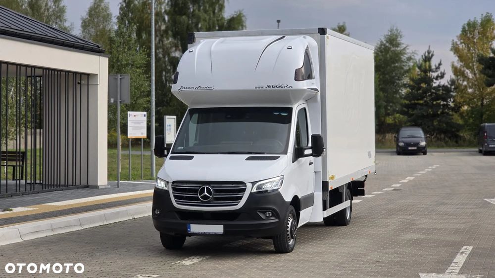 Mercedes-Benz SPRINTER 519 CDI 907❗❗3.0 190 KM / FULL OPCJA / AUTOMAT 9G-TRONIC / FULL LED / KONTENER 10EP  / PLANDEKA 10EP / DRZWI Z TYŁU / BLIŹNIAKI / XENON / RAMA / ZABUDOWA JEGGER / PODUSZKI PNEUMATYCZNE / SYPIALKA / SALON POLSKA ❗❗ - 3