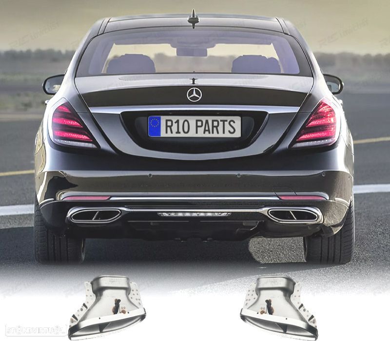 PONTEIRAS DE ESCAPE MERCEDES CLASSE S W222 13-17 LOOK MAYBACH AMG CROMADO - 1