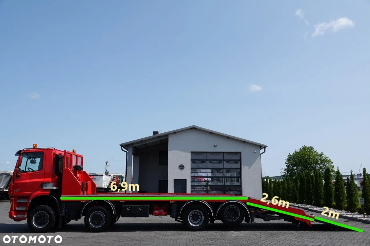 DAF CF 460 / 8x2/  LAWETA / PLATFORMA / NAJAZDY HYDRAULICZNE / WYCIĄGARKA / oś skrętna i podnoszona / EURO 6 - 2