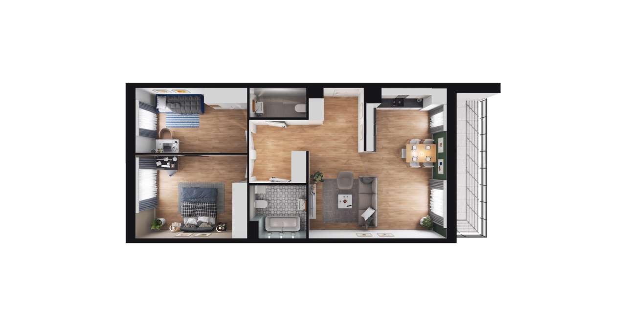 3-pokojowe mieszkanie 71m2 + balkon - Pełny obrazek: 2/23