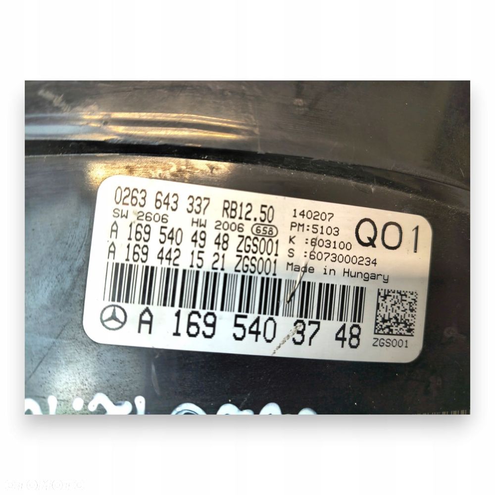 LICZNIK ZEGARY A1695403748 Mercedes W169 1.5 1.7 2.0 8V Benzyna 222 372km - 2