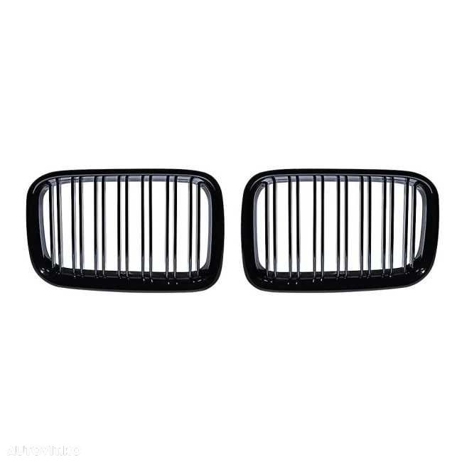 Grile Duble Nari Bara Fata BMW Seria 3 E36 Pre-Facelift (90-96), Negru Lucios - 1