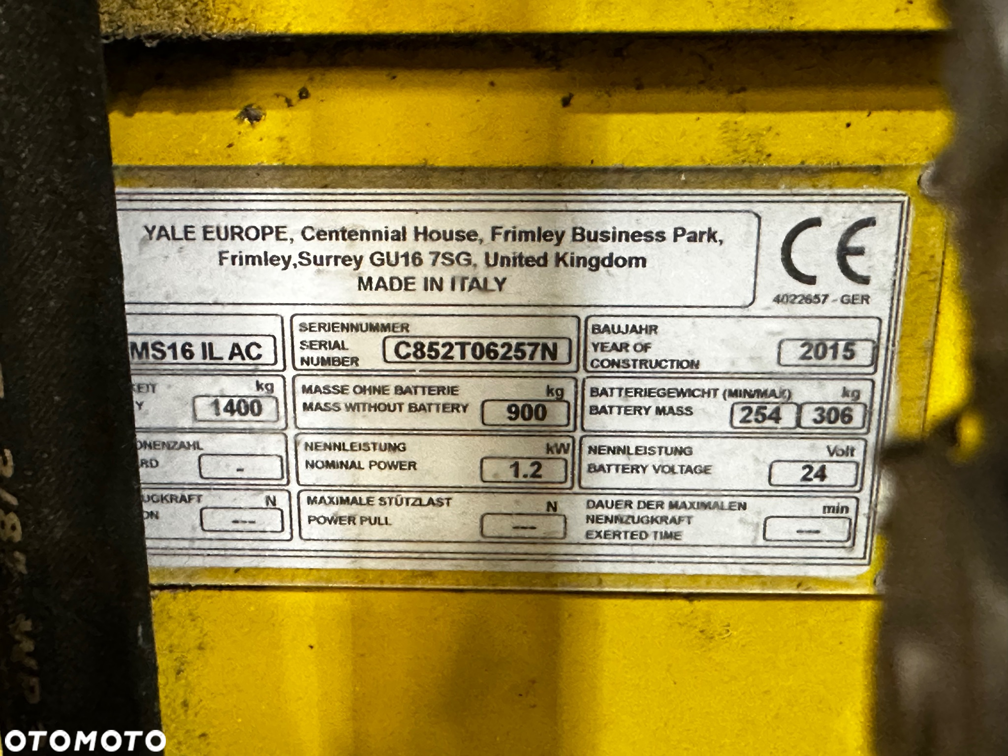 Yale MS16 elektryczny wózek ręczny Paleciak Triplex 4,3M / 1,4T - 8