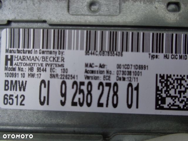 RADIO CZYTNIK NAWIGACJI CIC MAŁY BMW E90 E91 e81 e87 9258278 - 2