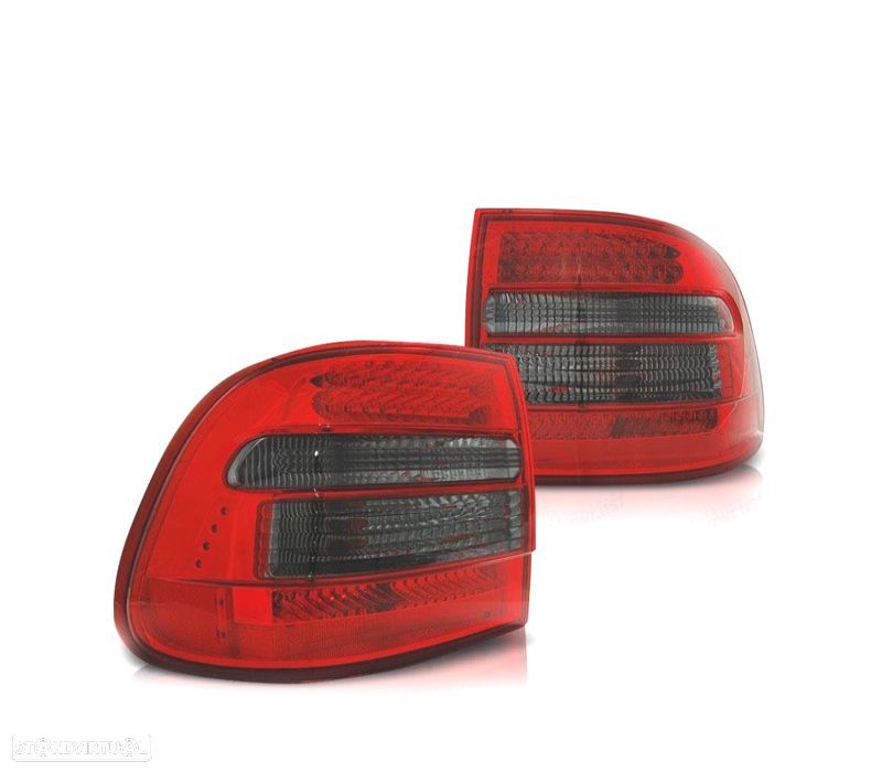FAROLINS TRASEIROS PORSCHE CAYENNE 03-07 LED FUNDO VERMELHO FUMADO - 1