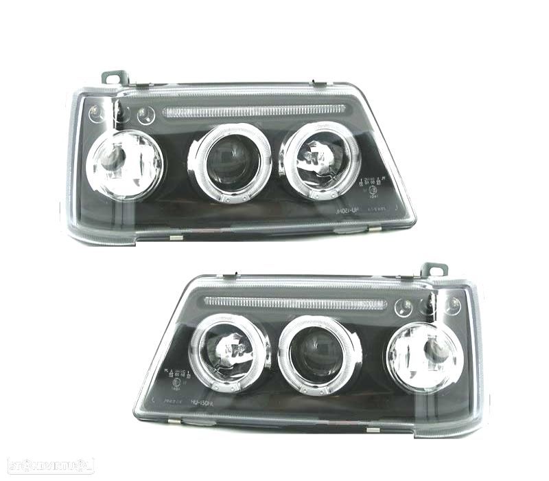 FARÓIS FRONTAIS ANGEL EYES PEUGEOT 205 90-96 FUNDO PRETO - 1
