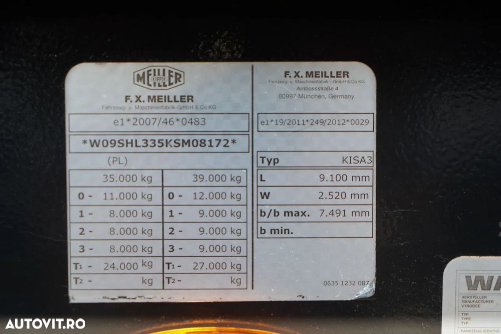 Meiller KIPPER / BASCUNĂ - 30 m³ / OȚEL / AXĂ RIDICATĂ / SAF / PUȚIN FOLOSIT - 22