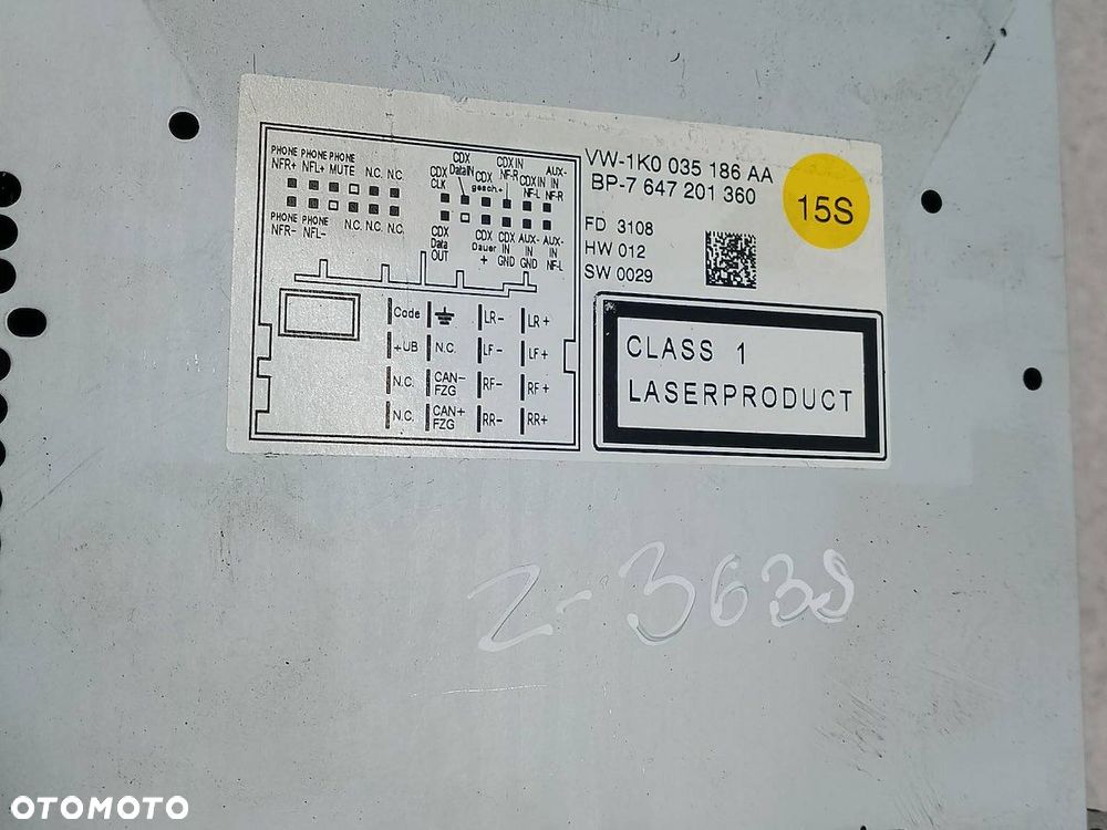 RADIO FABRYCZNE VW GOLF V 1K0035186AA 7647201360 - 3
