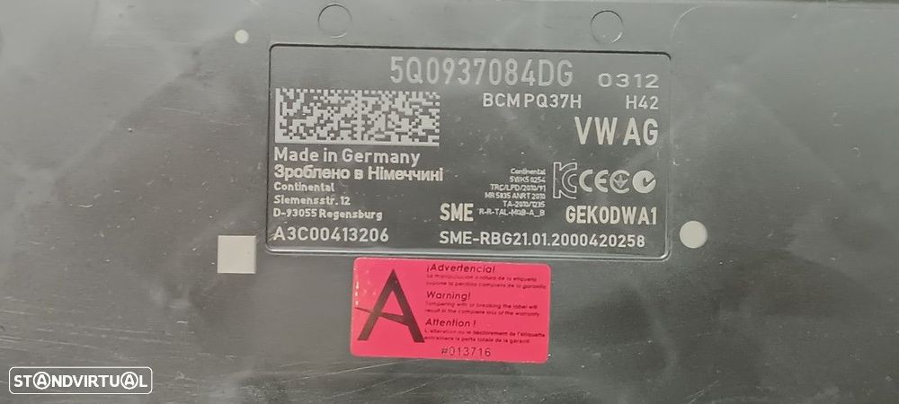 MÓDULO ELETRÓNICO VOLKSWAGEN TIGUAN ADVANCE BMT - 2