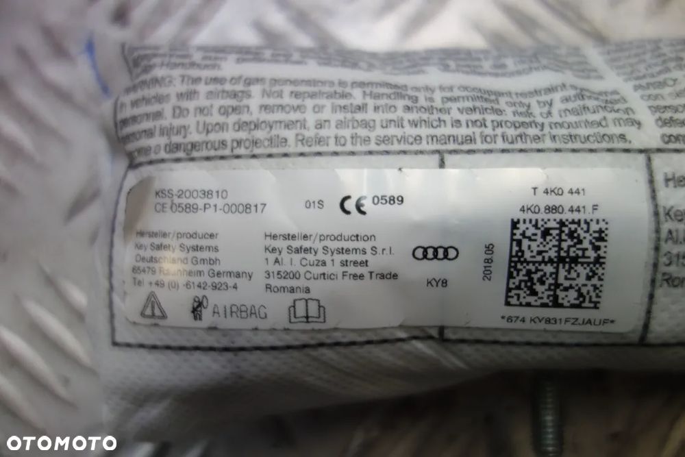 PODUSZKA FOTELA LEWA PRAWA AUDI A6 C8 4K0880441F 4K0880442F - 3
