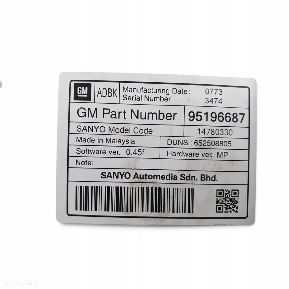 EKRAN WYŚWIETLACZ RADIA NAWIGACJI Opel Astra J IV monitor 95196687 - 5