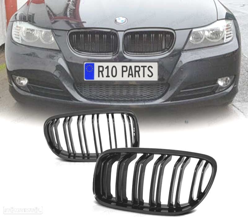 GRELHA FRONTAL BMW E90 E91 08-12 LOOK M PRETO MATE - 1