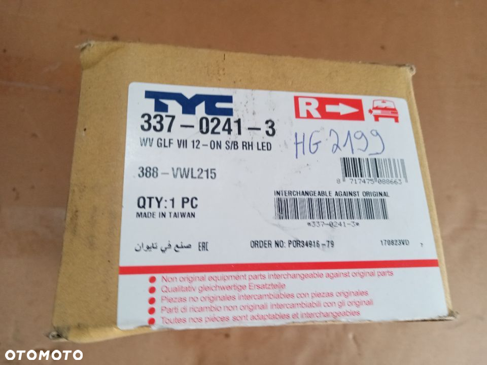 Kierunkowskaz prawy lusterka VW Golf VII 7 TYC NOWY!!! - 3
