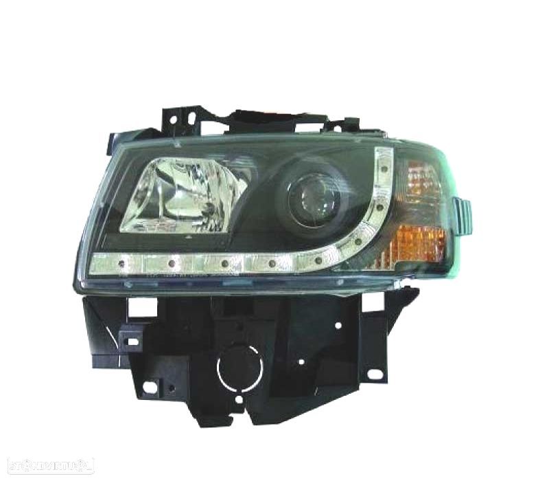 FARÓIS VOLKSWAGEN VW T4 CARAVELLE MULTIVAN 97-03 LUZ DIURNA FUNDO PRETO - 2