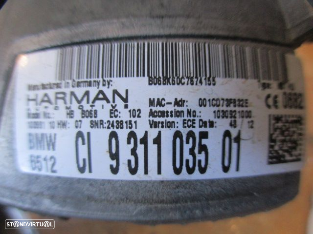 Radios 6434AB067 1030921000 CI931103501 BMW SERIE 5 F10 FASE 1 2012 525 XDRIVE 2.0D 4X4 218CV 4P PRETO HARMAN NBT HU / HB068 - 5