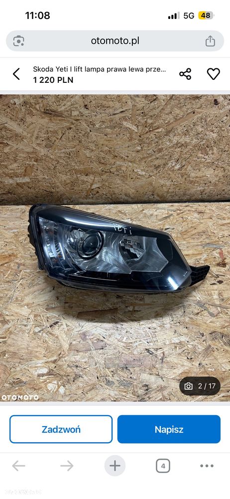 Skoda Yeti Lift maska błotnik prawy lampy xenon  europa pas przedni 2013-2019 Yeti II 5L0 - 3