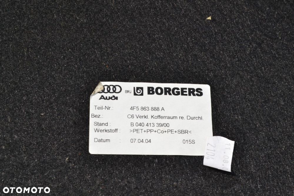AUDI A6 C6 SEDAN TAPICERKA BOCZEK BAGAŻNIKA PRAWY 4F5863888A - 4