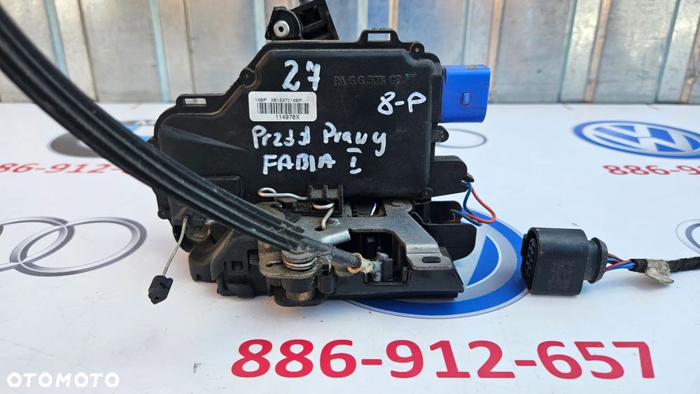 Skoda Fabia I 6Y Zamek kompletny przedni prawy 8 PIN Zamek drzwi przód prawy 3B1837016BP - 2