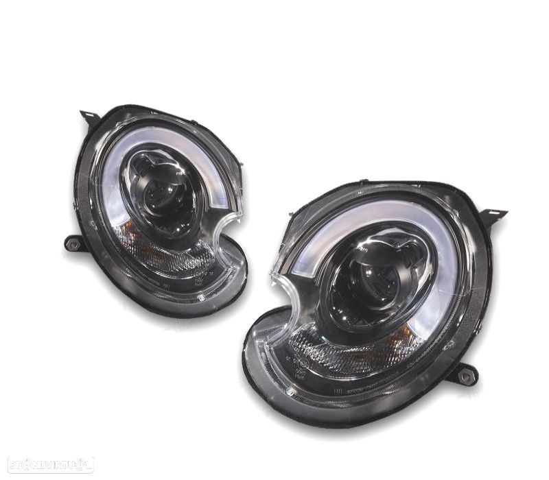 FARÓIS FRONTAIS MINI COOPER R56 R57 06-10 XENON TUBE LIGHT FUNDO PRETO - 1