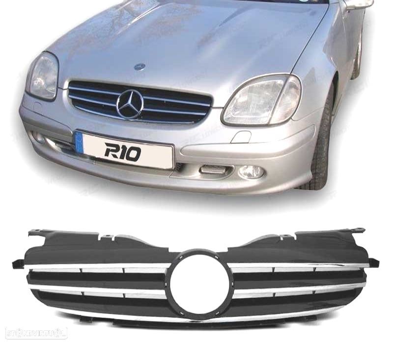 GRELHA FRONTAL SPORT MERCEDES SLK R170 96-04 PRETO CROMADO - 1