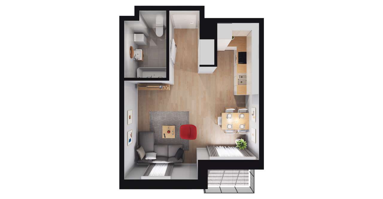 1-pokojowe mieszkanie 32m2 + balkon Bezpośrednio - Pełny obrazek: 3/11