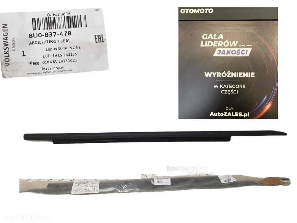 FABRYCZNIE NOWA ORYGINALNA LISTWA ZGARNIAJĄCA SZYBY DRZWI PRZEDNIA PRAWA AUDI Q3 I 1 11-18 8U0837478 - 1