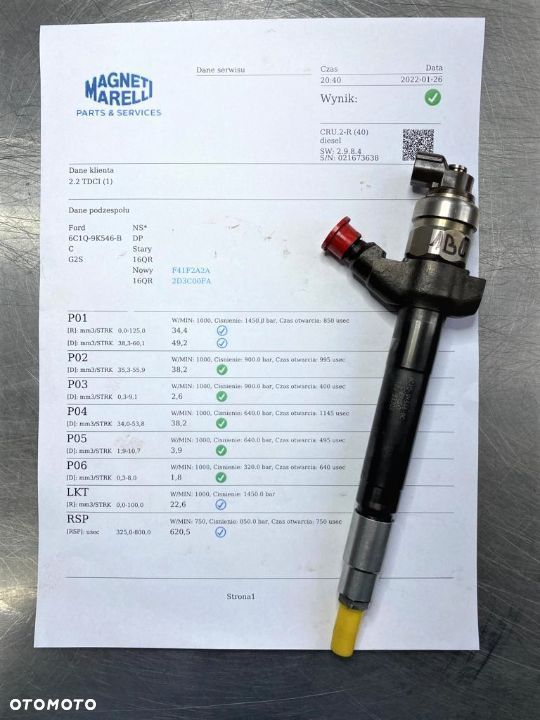 WTRYSKIWACZ TEST 2.2 TDCI HDI 6C1Q 9K546 BC REGENERACJA WTRYSK JAK NOWY WYDRUK IMA PEUGEOT JUMPER BOXER DUCATO TRANSIT - 2