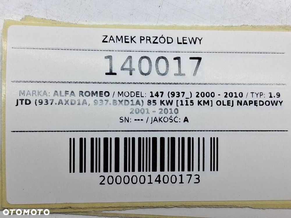 ZAMEK PRZÓD LEWY ALFA ROMEO 147 EUROPA 6 PIN - 6