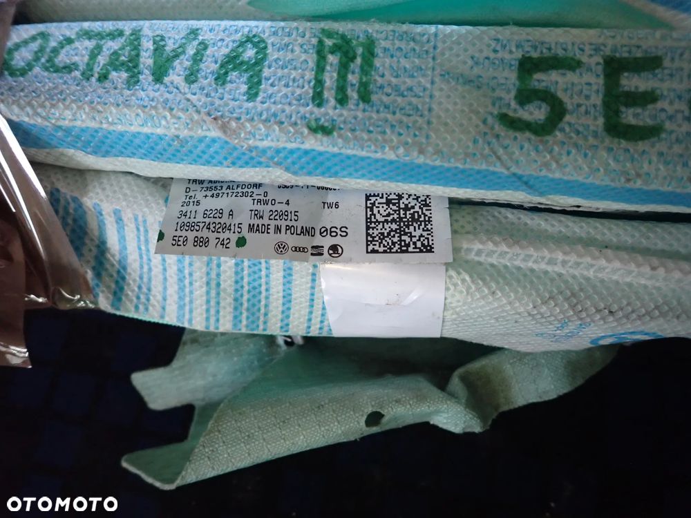 SKODA OCTAVIA III  AIRBACK KURTYNA PRAWA 5EO880742 - 2