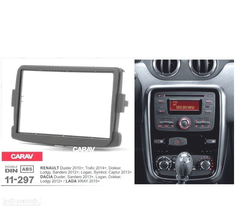 MOLDURA ADAPTADOR PRETO PARA RADIO 2-DIN PARA RENAULT DACIA DUSTER LOGAN CAPTUR SYMBOL DOKKER LODGY - 3