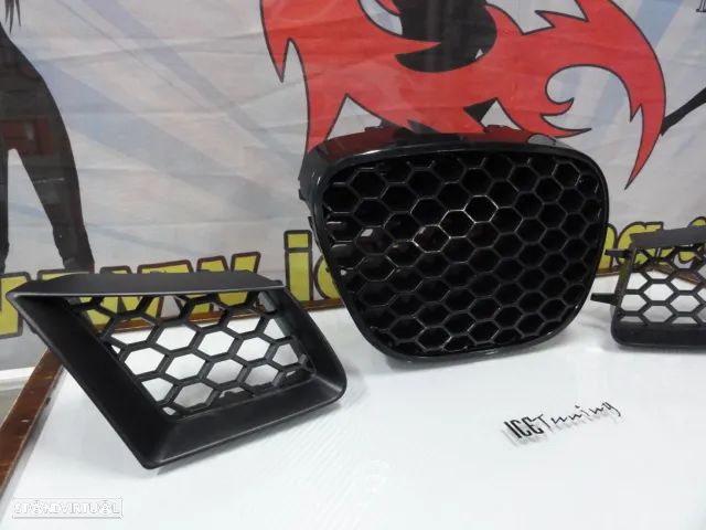 Kit 3 Grelhas (Frontal e laterais) em favo de mel para Seat Ibiza 6L 2002-2008 tipo Cupra em plástico ABS. - 2