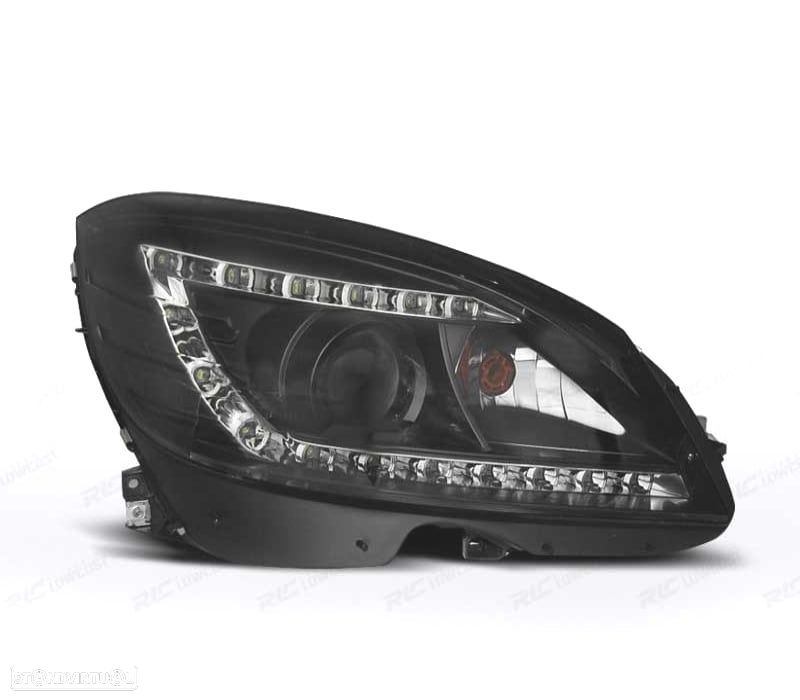 FARÓIS BIXENON MERCEDES CLASSE C W204 07-11 LUZ DIURNA FUNDO NEGRO - 3